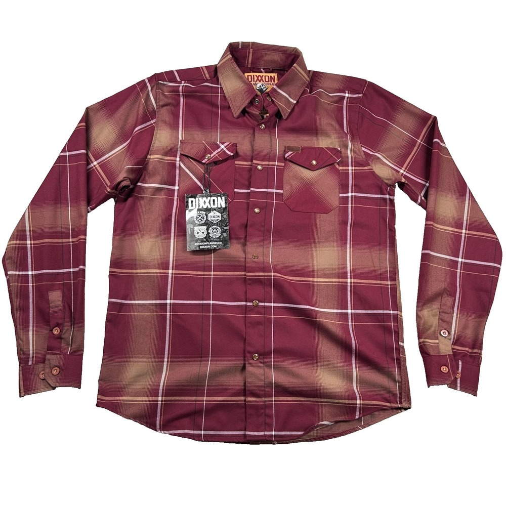 Dixxon Flannel Shirt Mens LT Tall Pearl Snap Plaid Cabernet Maroon Burgundy
